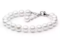 Elegantes Perlenarmband weiß rund 9-10 mm, Verschluss 925er Silber mit Perle, Gaura Pearls, Estland